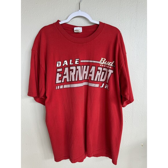 Vintage Dale Earnhardt Jr. Bud Racing T-shirt Red Cars Racing Bud Light Beer - Picture 1 of 9